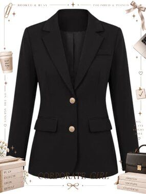 Single Breasted Notch Lapel Long Sleeve Business Blazer